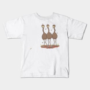 Funny Australian emu trio cartoon illustration Kids T-Shirt